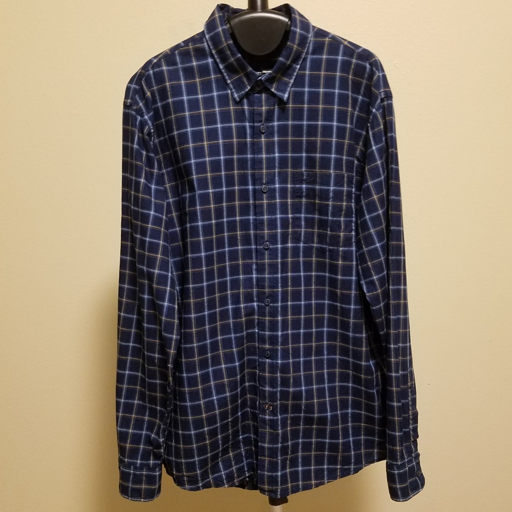 Dockers Blue Checkered Plaid Long Sleeve Shirt